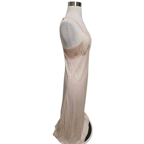 Sexy Vintage Nightgown Size Medium Long Pale Peach Sheer Lace Tom Bezduda Barad - Picture 3 of 10